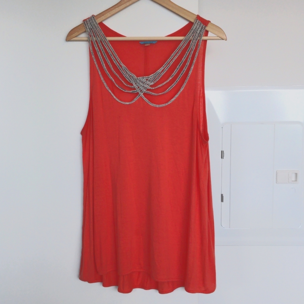 Leifnotes Coral Tank Top w Statement Neckline SZ L
